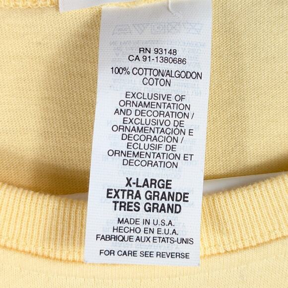Morning Sun XL Yellow Floral Graphic T-Shirt Made in USA 100% Cotton Tee - Picture 3 of 4